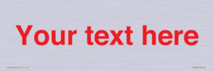 IV7872: Custom blank information sign. Red text, plain background