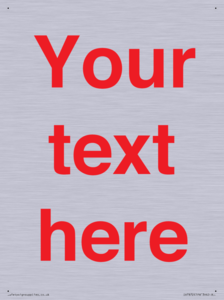 IV7872: Custom blank information sign. Red text, plain background