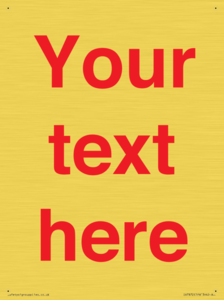 IV7872: Custom blank information sign. Red text, plain background