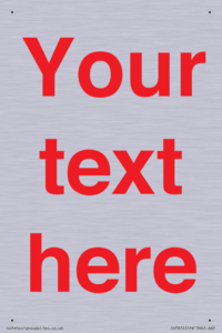 IV7872: Custom blank information sign. Red text, plain background