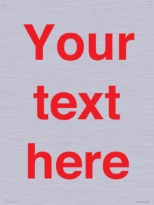 IV7872: Custom blank information sign. Red text, plain background