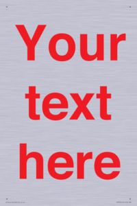 IV7872: Custom blank information sign. Red text, plain background