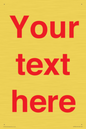 IV7872: Custom blank information sign. Red text, plain background