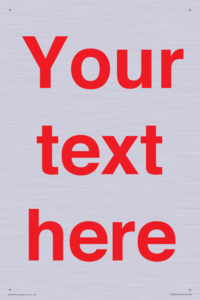 IV7872: Custom blank information sign. Red text, plain background