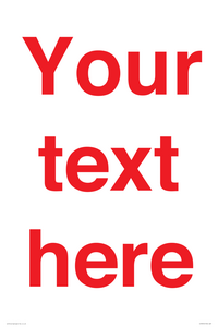 IV7872: Custom blank information sign. Red text, plain background