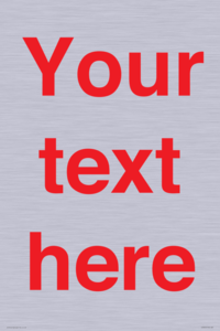 IV7872: Custom blank information sign. Red text, plain background
