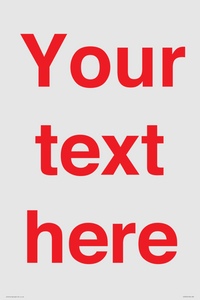 IV7872: Custom blank information sign. Red text, plain background