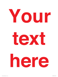 IV7872: Custom blank information sign. Red text, plain background