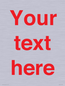 IV7872: Custom blank information sign. Red text, plain background