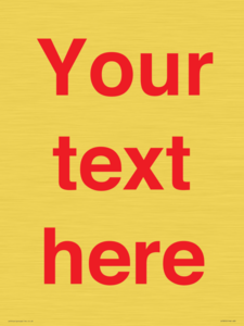 IV7872: Custom blank information sign. Red text, plain background
