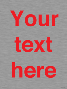 IV7872: Custom blank information sign. Red text, plain background