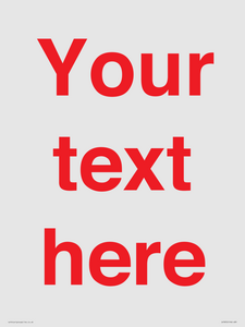 IV7872: Custom blank information sign. Red text, plain background