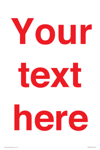 IV7872: Custom blank information sign. Red text, plain background