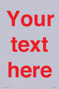 IV7872: Custom blank information sign. Red text, plain background
