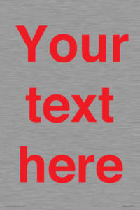 IV7872: Custom blank information sign. Red text, plain background