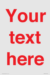 IV7872: Custom blank information sign. Red text, plain background