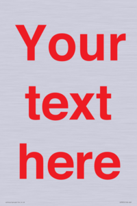 IV7872: Custom blank information sign. Red text, plain background