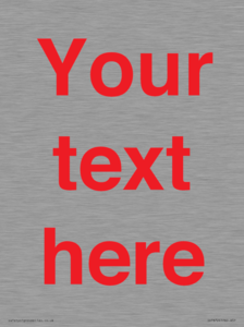 IV7872: Custom blank information sign. Red text, plain background