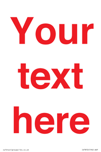 IV7872: Custom blank information sign. Red text, plain background