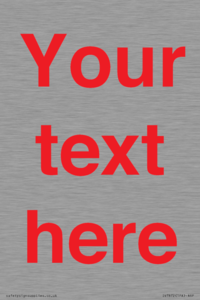IV7872: Custom blank information sign. Red text, plain background