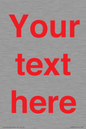 IV7872: Custom blank information sign. Red text, plain background