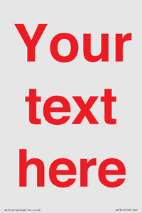 IV7872: Custom blank information sign. Red text, plain background