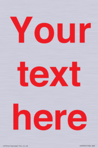 IV7872: Custom blank information sign. Red text, plain background