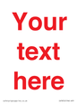 IV7872: Custom blank information sign. Red text, plain background