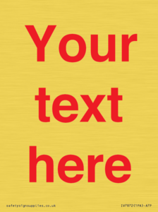 IV7872: Custom blank information sign. Red text, plain background