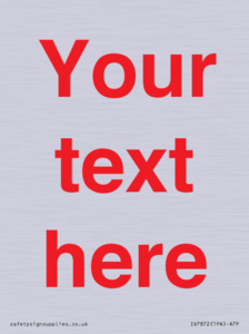 IV7872: Custom blank information sign. Red text, plain background