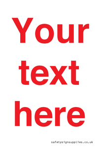 IV7872: Custom blank information sign. Red text, plain background