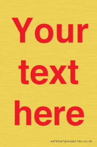 IV7872: Custom blank information sign. Red text, plain background