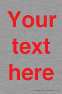 IV7872: Custom blank information sign. Red text, plain background