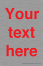 IV7872: Custom blank information sign. Red text, plain background