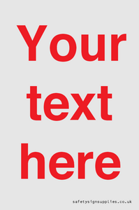 IV7872: Custom blank information sign. Red text, plain background