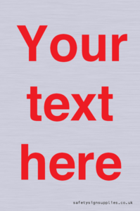 IV7872: Custom blank information sign. Red text, plain background