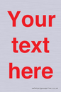 IV7872: Custom blank information sign. Red text, plain background