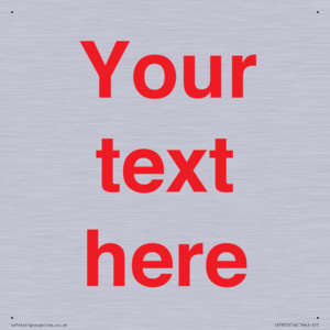 IV7872: Custom blank information sign. Red text, plain background