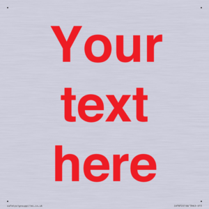 IV7872: Custom blank information sign. Red text, plain background