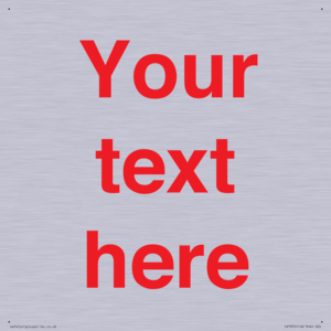 IV7872: Custom blank information sign. Red text, plain background