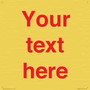 IV7872: Custom blank information sign. Red text, plain background