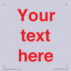 IV7872: Custom blank information sign. Red text, plain background