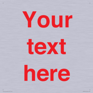 IV7872: Custom blank information sign. Red text, plain background