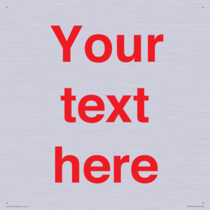 IV7872: Custom blank information sign. Red text, plain background