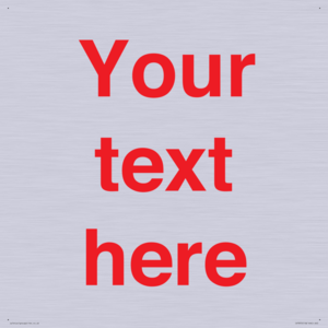 IV7872: Custom blank information sign. Red text, plain background