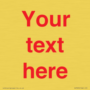 IV7872: Custom blank information sign. Red text, plain background