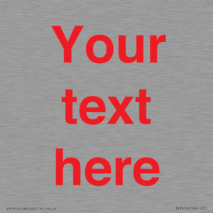 IV7872: Custom blank information sign. Red text, plain background