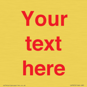 IV7872: Custom blank information sign. Red text, plain background