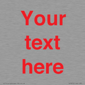 IV7872: Custom blank information sign. Red text, plain background