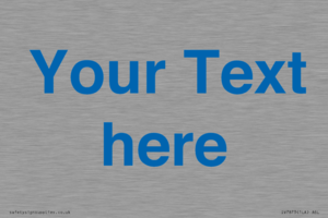 IV7873: Custom blank information sign. Blue text, plain background